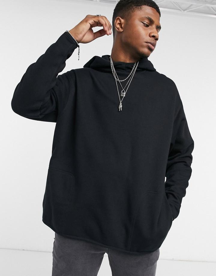 Asos Design Oversized Hoodie With Square Pockets In Black
