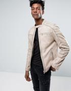 Goosecraft Leather Jacket With Quilting In Off White - White