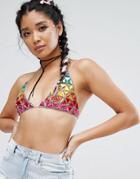 Jaded London Jewel Bralette Top In Rainbow - Multi