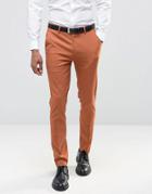 Asos Skinny Suit Pants In Rust - Tan