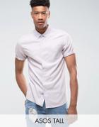Asos Tall Regular Fit Viscose Acid Wash Shirt In Lilac - Purple