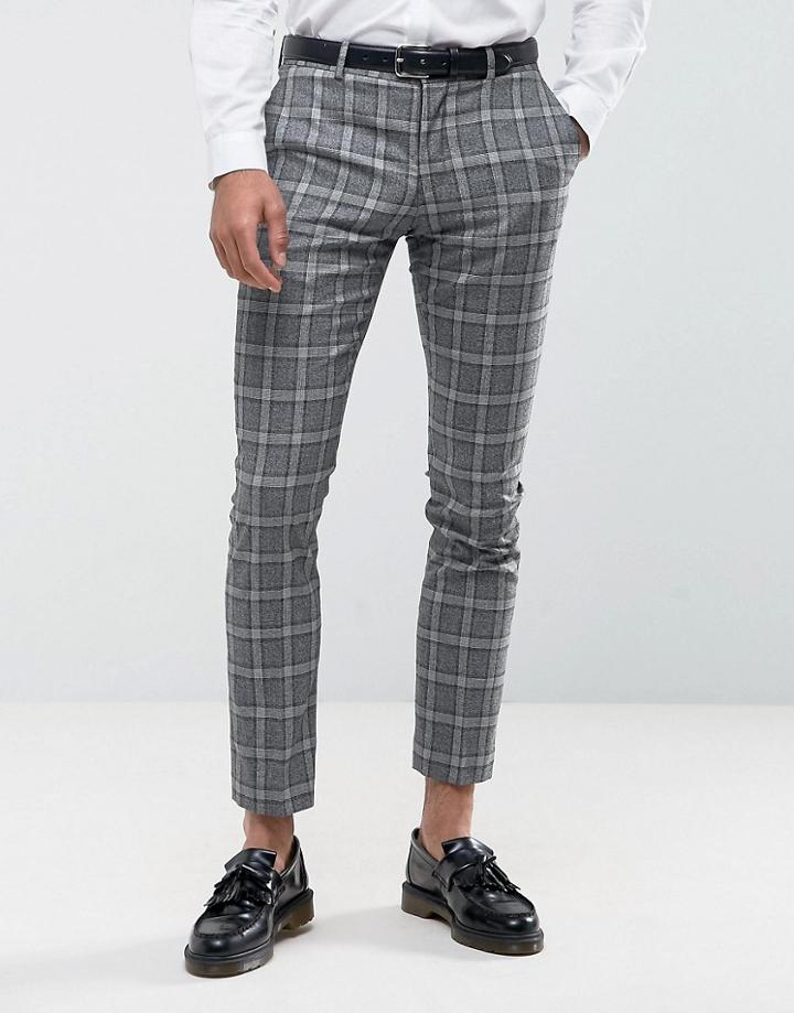 Selected Homme Slim Suit Pants In Salt N Pepper Check - Gray