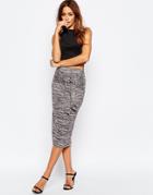 Asos Pencil Skirt With Tie Knot In Space Dye - Gray Marl