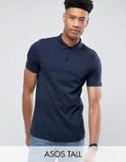 Asos Tall Polo Shirt In Navy - Navy