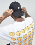 New Love Club Peachy Embroidered Cap - Black