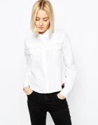 Asos White Ruffle Front Shirt - White