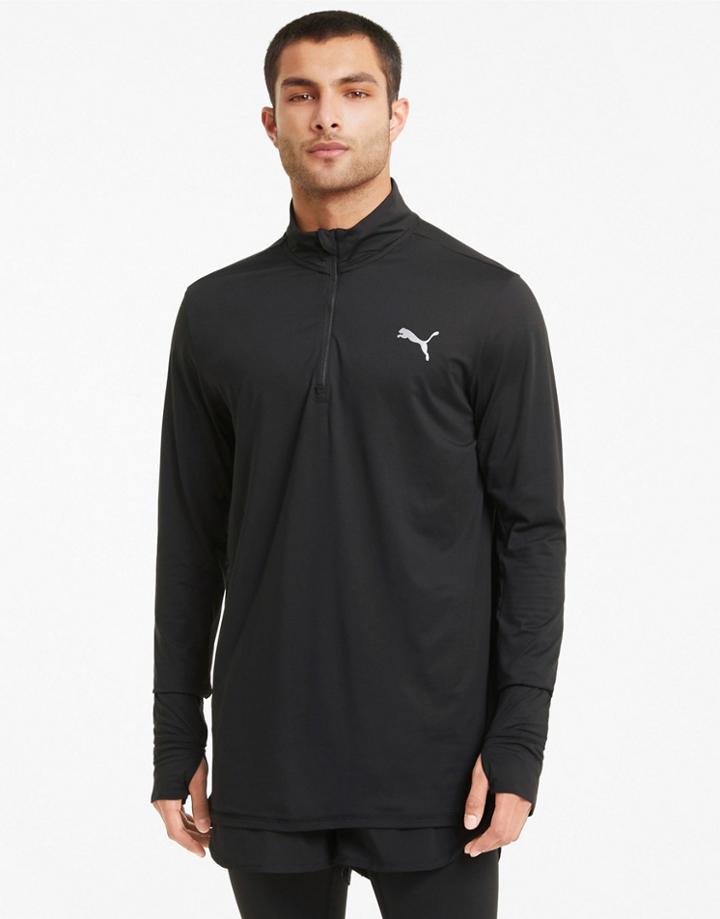 Puma Running Quarter Zip Top In Black