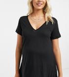 Asos Design Maternity Relaxed V Neck T-shirt In Black