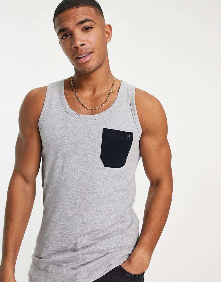 French Connection Pocket Tank In Light Gray-grey