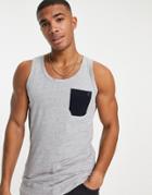 French Connection Pocket Tank In Light Gray-grey