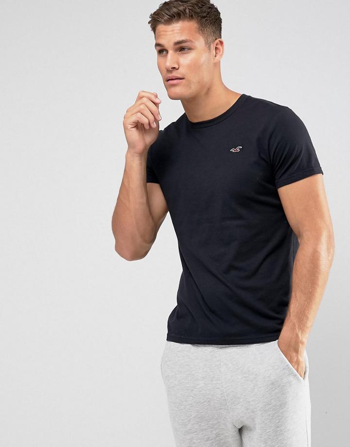 Hollister Crew T-shirt Slim Fit Icon Logo In Black - Black