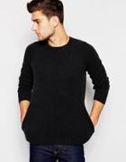 Asos Lambswool Roll Neck Sweater With Side Pockets - Charcoal