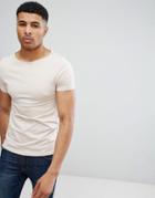 Asos Fitted Fit T-shirt With Boat Neck And Stretch - Pink