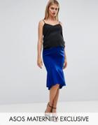 Asos Maternity Over The Bump Peplum Hem Bodycon Midi Skirt - Blue