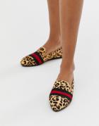 Steve Madden Nema Leopard Print Flat Shoes With Contrast Ribbon Trim-multi