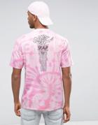Asos Oversized T-shirt With Tie Dye & Tour Logo Print - Pink