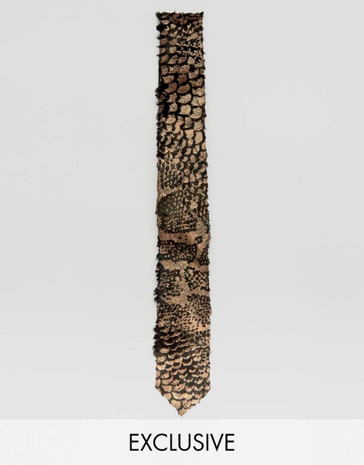 Noose & Monkey Snake Print Velvet Blade Tie - Black