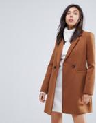 Warehouse Double Breasted Tailored Coat - Beige