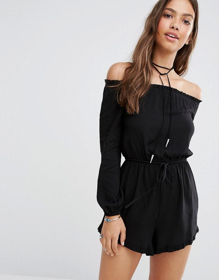 New Look Off The Shoulder Romper - Black