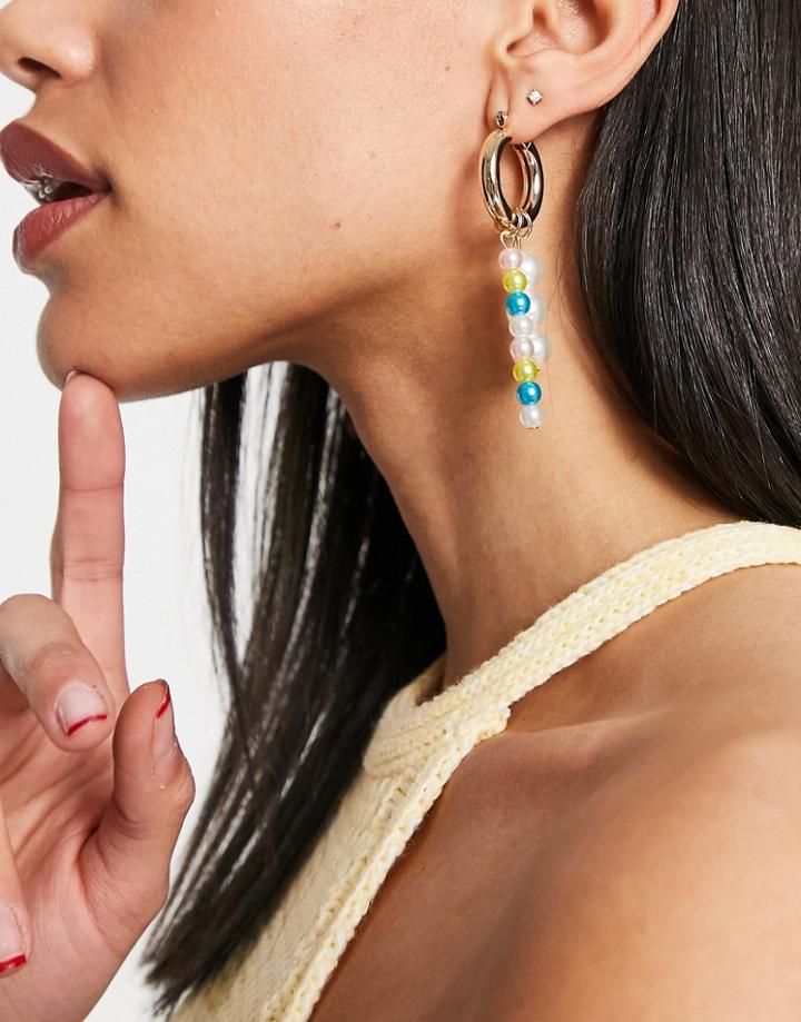 Topshop Chunky Gold Hoop Earrings With Heart And Beads