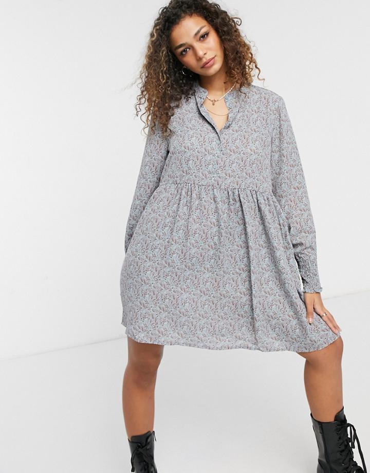 Jdy Smock Dress In Blue Floral Print-multi