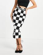 Asos Design Sculpt Midaxi Skirt In Oversized Checkerboard Print-multi