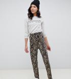 Asos Design Tall Tiger Print Belted Peg Pants - Multi
