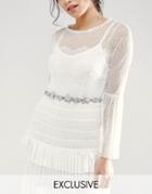 True Decadence Metal Flower Occasion Belt - Silver