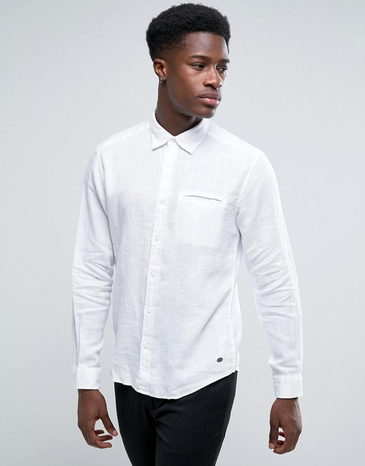 Esprit Linen Shirt With Chest Pocket Detail - White