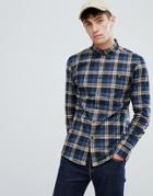 Farah Radley Slim Fit Check Shirt In Navy - Navy