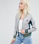 Fila Petite Logo Sweatshirt With Sports Stripe Sleeve - Gray