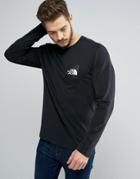 The North Face Fine Long Sleeve Top Square Logo In Black - Black