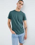 D-struct Marl Logo Long Line Curved Hem T-shirt - Blue