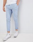 Asos Design Skinny Cropped Chinos In Dusky Blue - Blue