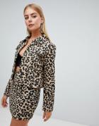 Prettylittlething Denim Jacket In Leopard - Multi