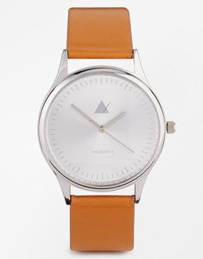 Asos Watch With Classic Case In Silver - Brown