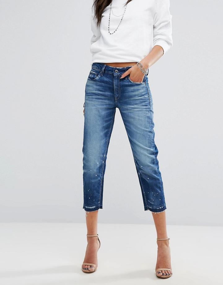G-star 3301 Mid Rise Boyfriend Jean With Raw Hem - Blue