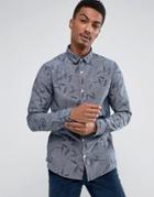 Only & Sons Shirt In Slim Fit Printed Chambray - Navy