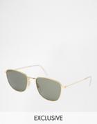 Reclaimed Vintage Square Sunglasses - Gold