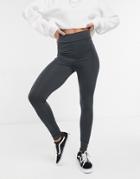 Topshop High Waisted Leggings In Charcoal-grey
