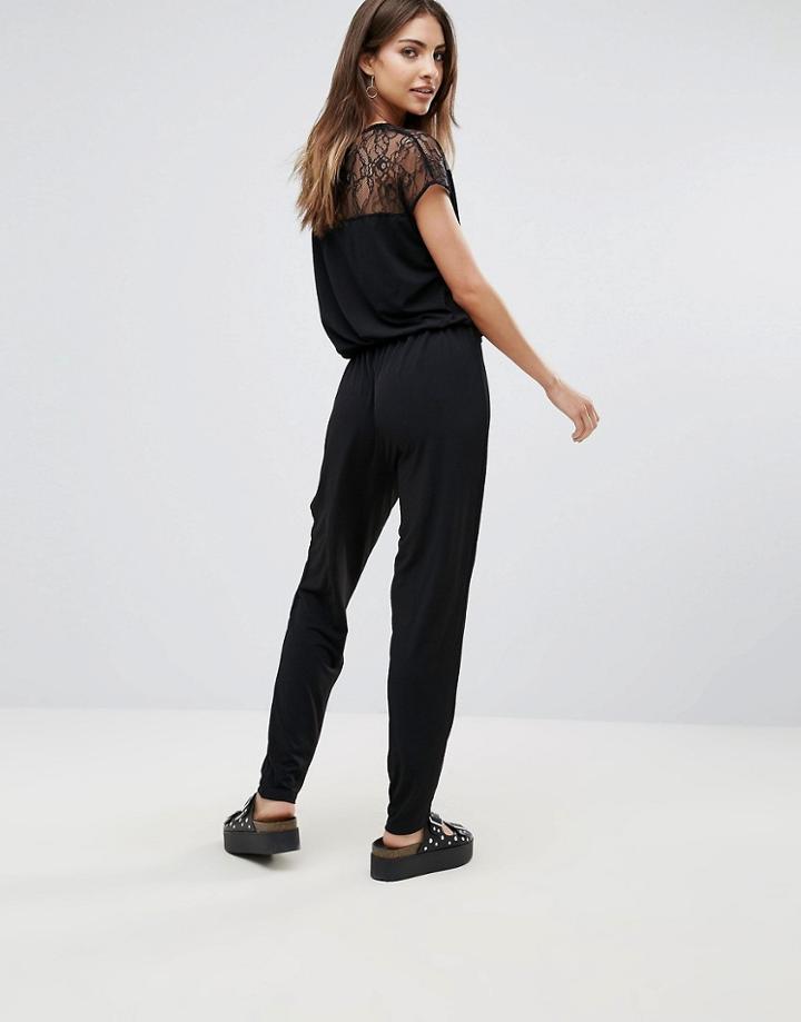 Only Annie Lace Back Jumpsuit - Black