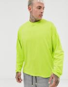 Asos Design Oversized Long Sleeve T-shirt In Green