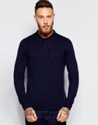 Asos Knitted Turtleneck Sweater In Cotton - Navy