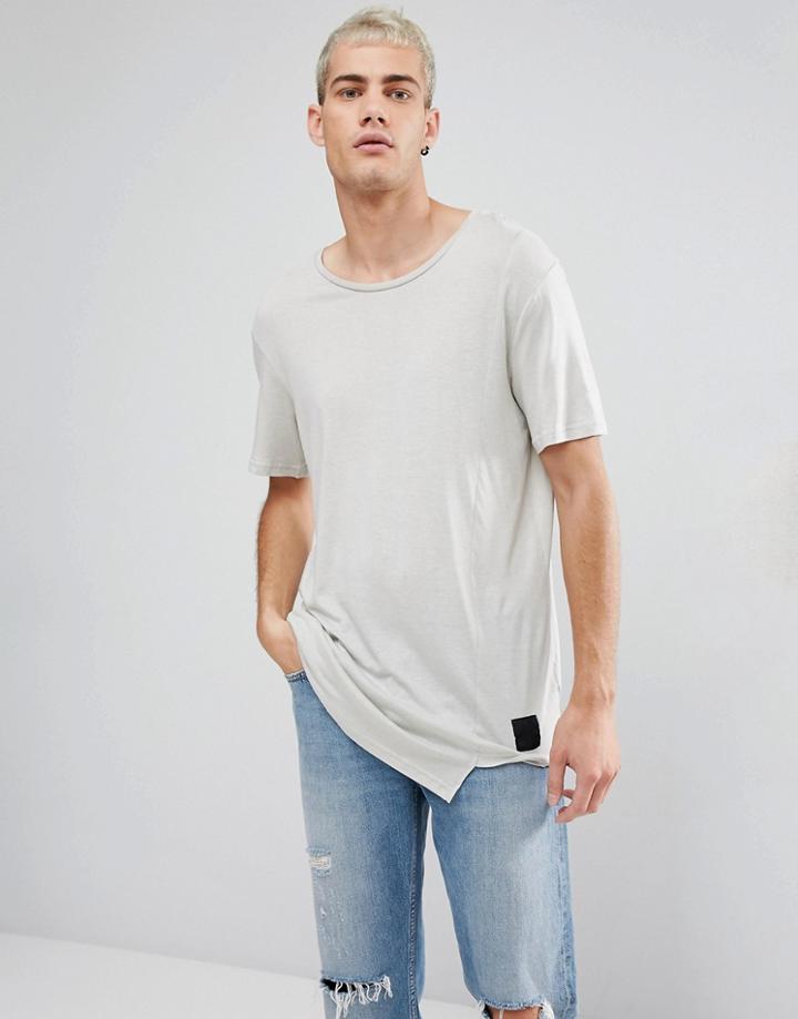 Cheap Monday Divide Asymmetric Hem T-shirt Ecru - Beige