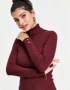 Lipsy Roll Neck Sweater In Burgundy-red