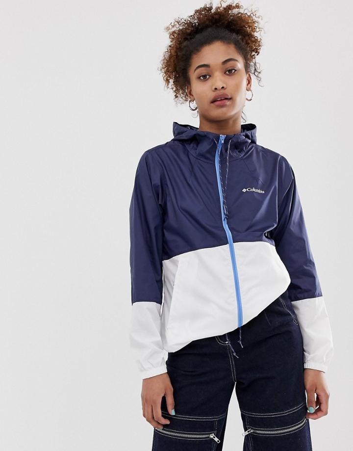 Columbia Flash Forward Windbreaker In Navy - White
