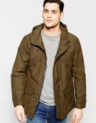 Lee Hooded Parka Waxed Cotton In Green - Dark Army Green