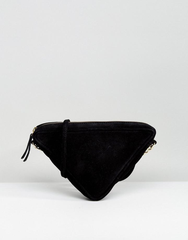 Asos Suede Triangle Cross Body Bag - Black