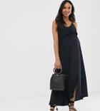 Asos Design Maternity Button Through Cami Maxi Dress-black