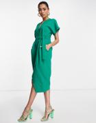 Closet London Kimono Wrap Dress In Jewel Green
